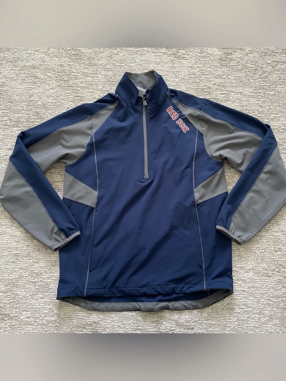 Majestic Boston Red Sox 1/2 Zip Pullover Training Jacket Blue Y2K Mens Medium